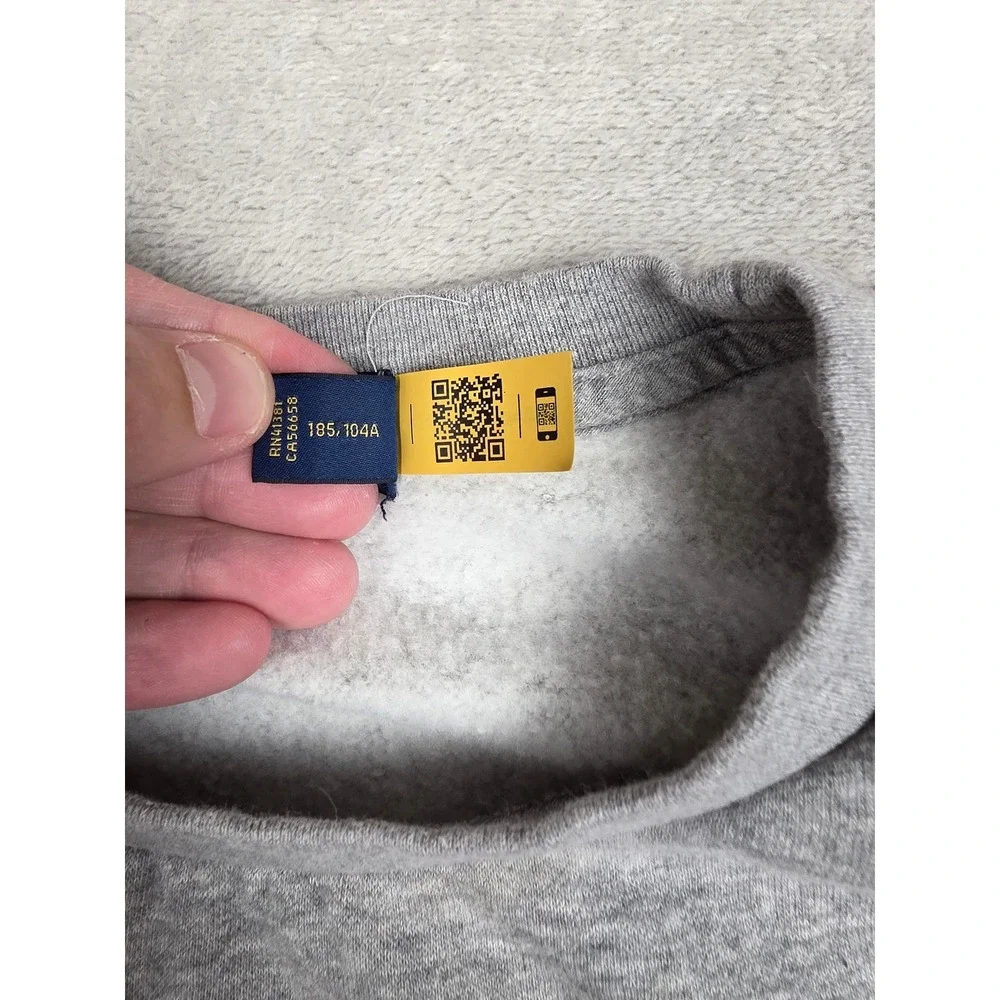 Polo Ralph Lauren Sweatshirt Mens XL Gray Big Logo Spellout Fleece Crewneck